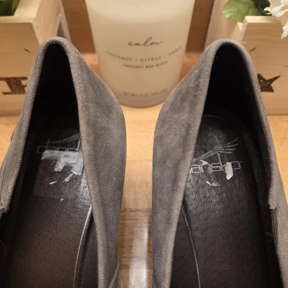 Dansko Rosaline Gray Suede Wedge Shoes Womens Size 41